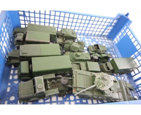 15 Vintage Dinky Military Vehicles Including 10 Ton Army Truck, Scout Car, Centurian Tank Etc