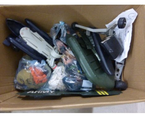 Good Selection of Vintage Action Man Items including Dolls (af), Vehicles, Pursuit Craft, Clothing, Numerous Weapons etc