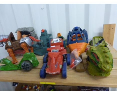 Ten Original Mattel He-Man Masters of the Universe Vehicles/Accessories Including Attak Trak, Dragon Walker Etc