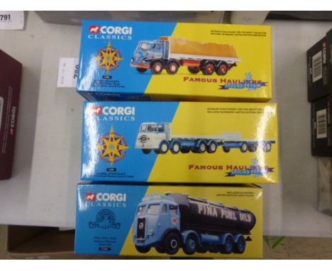 Six boxed Corgi Classics including 4 Famons Haulers (11301, 10102, 14001 and 13901) and 27201 Fina Fuel Oils and 27301 Bulwar