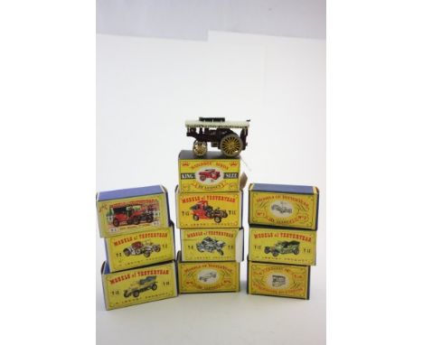 Nine boxed Match box Models of Yesteryear including Y1, Y2, Y3, Y6, Y7, Y8, Y11, Y15 & Y16 all very good with good boxes plus