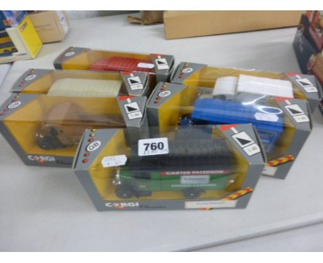Six boxed Corgi Classics Van's and Trucks including Marcel Gardet, Allenburys' Foods, Schweppes, Aux Galleries Lafayette, Jou