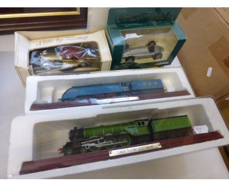 Quantity of Boxed Die Cast Vehicles including Corgi, Lesney, 6 Vehicle Heinz Set and 3 Locomotives on Bases including Flying 