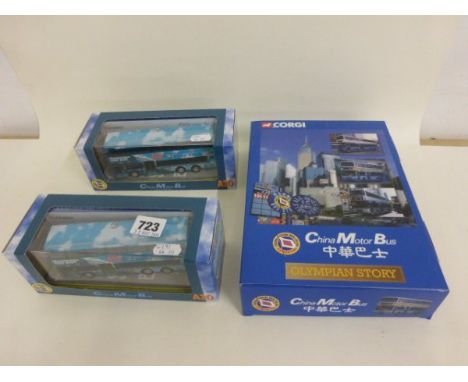 Boxed Corgi China Motor Bus Olympian Story set of three Buses plus two boxed ltd edn Corgi China Motor Bus A20 (3)