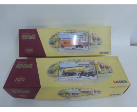 Two boxed Corgi ltd edn Heritage Collection vehicles including EX70906 Renault JL20 Sint Gobain and EX70904 Renault Dunlop bo
