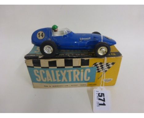 Boxed Triang Scalextric C/55 Vanwell in blue with correct colour spot to box