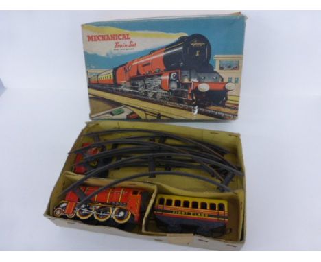 Boxed Brimtoy Mechanical Train Set with Britannia engine & tender