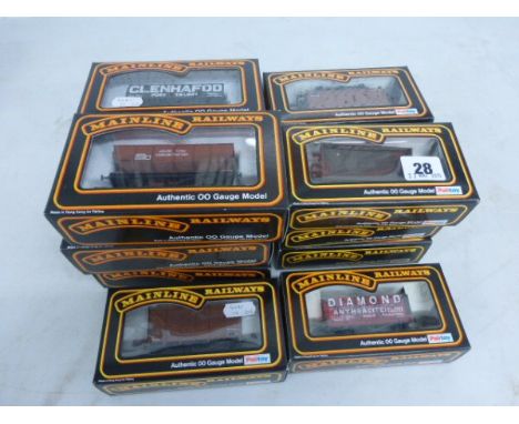 14 Boxed OO Gauge Mainline Railway Wagons Including 21T Hopper Wagon x 3, 7 Plank "Emlyn" x 2, Coke Wagon x 2, BR Hopper with