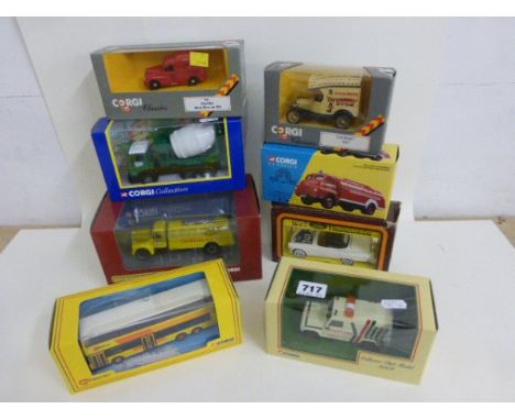 Eight various boxed Corgi vehicles including 53301 Mack B Rigid Tanker White Rose, 50's Classics 810 1957 Ford Thunderbird, C