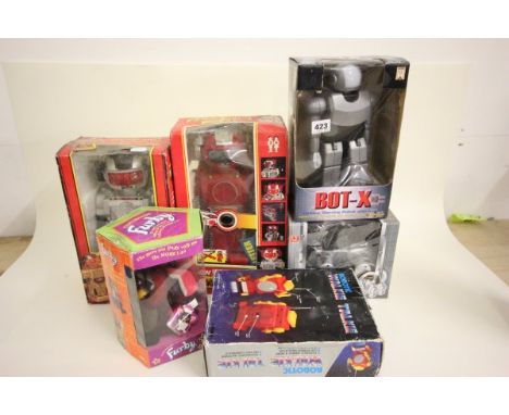Six boxed Robots including New Bright Sonic Sam, Magic Mike, Bot-X, Furby etc      