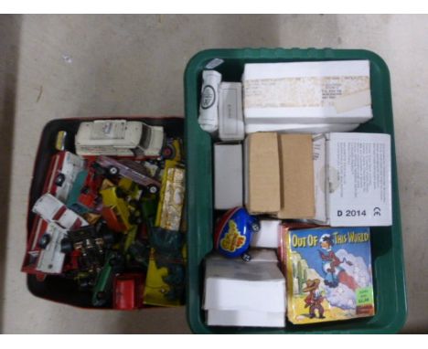 Tin of Playworn Die Cast Vehicles Including Corgi, Matchbox, Dinky, Lesney, etc plus a Quantity of Boxed Die Cast Vehicles In