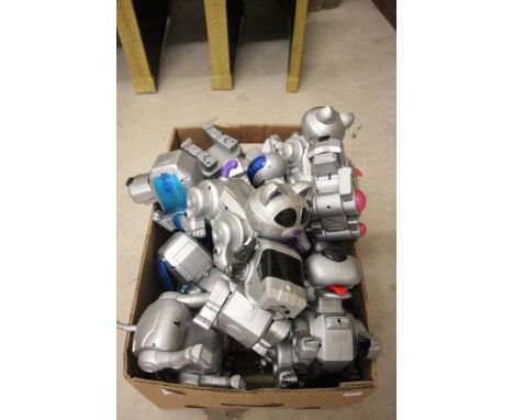 Box of approximately 25 plastic Robot Dogs       
