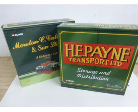 Two Boxed ltd edn Corgi 1:50 sets including Moreton C Cullimore & Son Ltd 'A Dickensian Tale' 2 Piece Set and CC99147 H.E. Pa