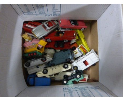Box of play worn die cast vehicles including TV related Commercials etc including Corgi mainly    