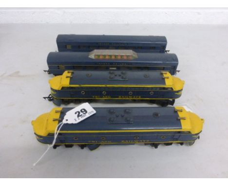 Triang Railways OO gauge R159 engine with 3 coaches including viewing coach