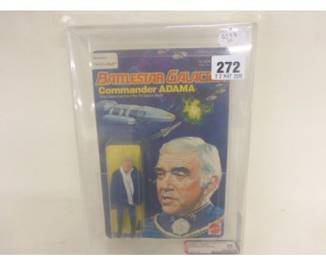 Carded Unpunched Mattel Battlestar Galactica Commander Adama Figure in Case with AFA 85 NM Grading