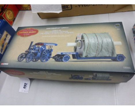 Boxed Corgi 1:50 Vintage Glory of Steam Fowler B6 Road Locomotive (Talisman) Low Loader & Cylinder Load - Pickfords with cert