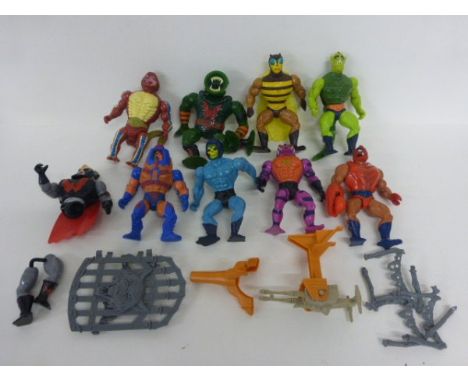 Nine Original Mattel He-Man Masters of the Universe Figures Including Buzz Off, Skeletor, Man -e Faces Etc