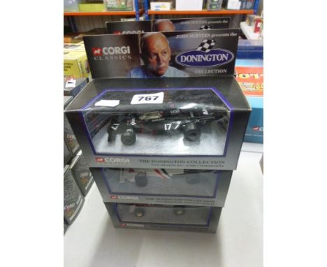 Six boxed Corgi The Donnington Collection including 97378 Surtees TS9B, 97375 Shadow DNI, 97374 Surtees TS9, 97373 Hesketh 30