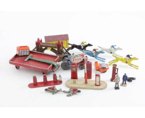 Quantity of vintage die cast petrol pump accessories including Matchbox & Dinky plus other die cast collectables including To