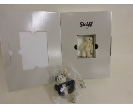 Boxed Steiff Club Bear 2008 'Alpaca' plus a miniature Steiff Panda