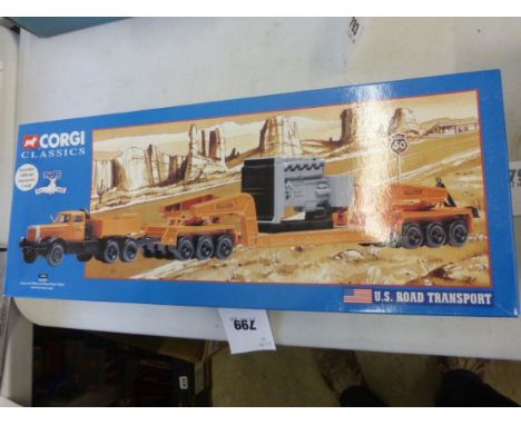 Boxed ltd edn Corgi Classics US Rosd Transport 55301 Allied Diamond T980 & 24 Wheel Girder Trailer with Generator Load with c