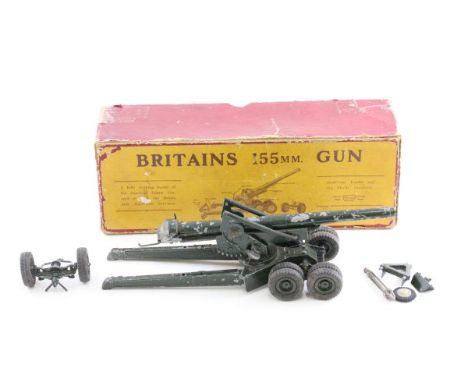 Boxed Britains 155mm Gun No. 2064, play worn with paint loss