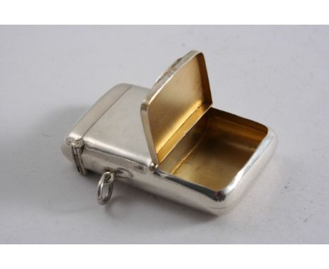 A LATE VICTORIAN "PATENT" VESTA CASE & SNUFF BOX COMBINED suspensory ring & gilt interiors, by J. Gloster, Birmingham 1900;  