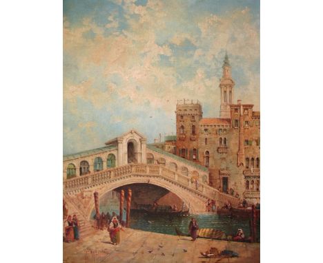WILLIAM MEADOWS (Fl.1870-1895) VENICE: THE RIALTO BRIDGE; SCUOLA GRANDE DI S. MARCO A pair, both signed, oil on canvas Each 6