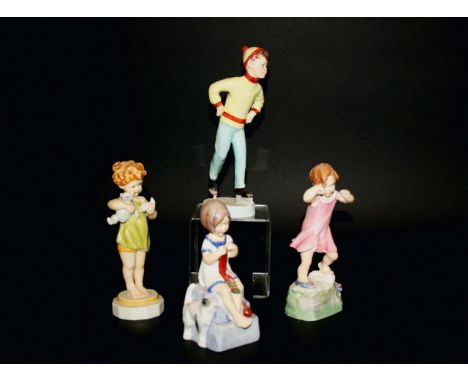 ROYAL WORCESTER FIGURES 4 figures, 3534 Tuesday's Child, 3521 Wednesday's Child, 3259 Wednesday's Child, and 3262 Saturday's 