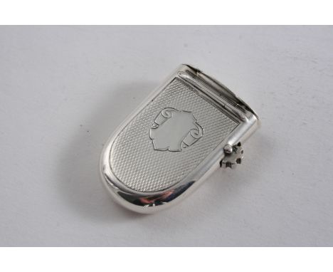 A SMALL VICTORIAN ENGINE-TURNED VESTA CASE & TAPER HOLDER COMBINED with a knurled wheel on one side & vacant cartouche, gilt 