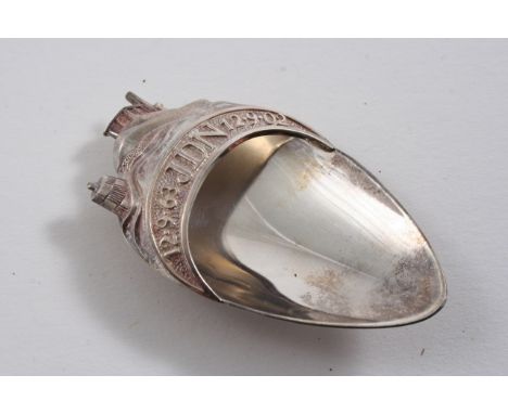 A CONTEMPORARY BRITANNIA STANDARD CADDY SPOON with a barge & buoy around the top section, commemorating The Founding of the C