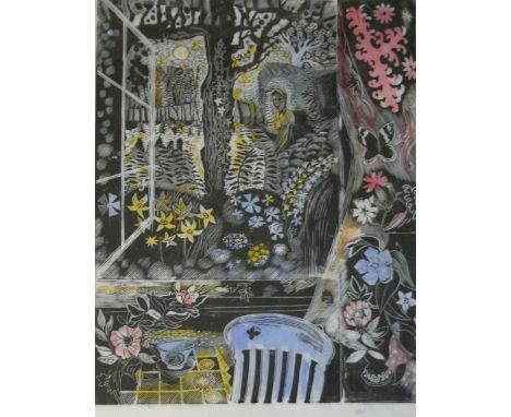 •JOHN SCORROR O'CONNOR (1913-2004) ACROSS THE FIELDS Signed, watercolour 33.5 x 42cm.; with a coloured woodcut by the same ha