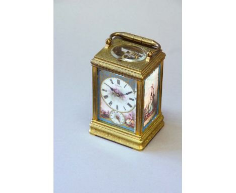 A CARRIAGE CLOCK dial signed Henry Capt., Geneve, subsidiary alarum dial, movement repeating, lever escapement striking on a 