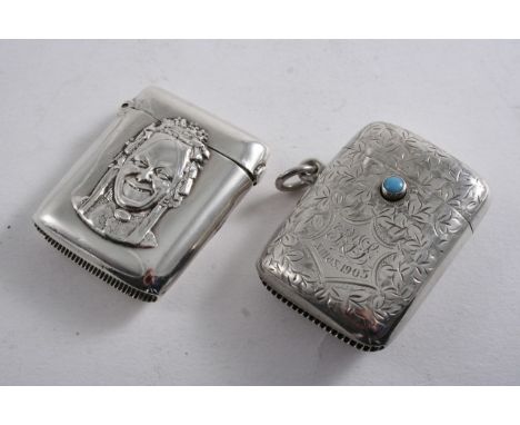 AN EDWARDIAN ENGRAVED VESTA  with a button-operated "sprung" cover, initialled & dated "Xmas 1903", maker's mark "T&S", Chest