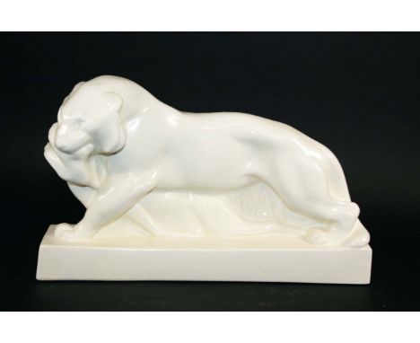 WEDGWOOD TIGER & BUCK - JOHN SKEAPING a model of a Tiger and Buck in a cream glaze, designed by John Skeaping. Signed, J Skea