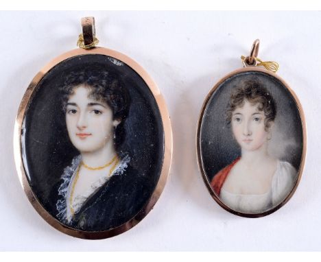 ENGLISH SCHOOL LATE 18TH CENTURY A miniature portrait of Anne Allen wearing black dress, head & shoulders on ivory;  5.5 x 4.