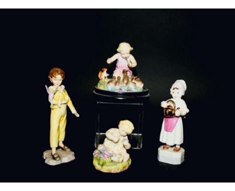 ROYAL WORCESTER FIGURES 4 figures, 3303 Polly, 3087 Parakeet, 2914 Mischief, and 3076 Woodland Dance. (4)