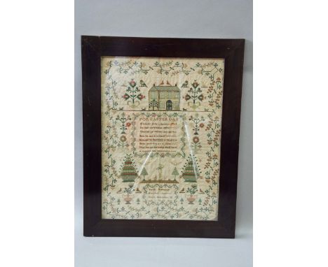 A NEEDLEWORK SAMPLER worked with a verse for Easter Day, by Sarah Edmande...1836, 18ins. (45.5cms.) x 13ins. (33cms.)