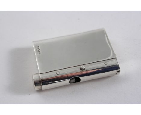A LATE VICTORIAN VESTA CASE & CIGAR CUTTER (COMBINED) with a flip cover & a tubular cutter with a button release & end flap, 