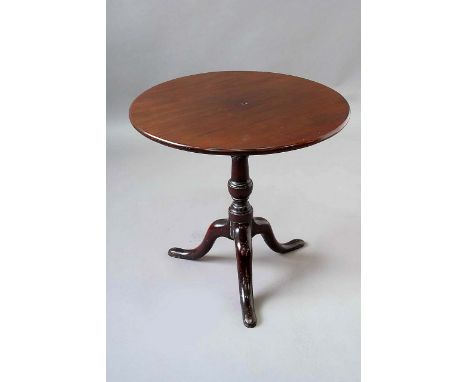 A GEORGE III MAHOGANY TRIPOD TABLE with a birdcage support, 29ins. (74cms.) dia.
