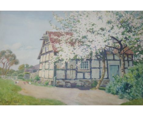 •JOHN McDOUGAL (1851-1945) THE COTTAGE GARDEN IN SPRINGTIME Signed and dated 1921, watercolour 34 x 51.5cm. ++ Needs a light 