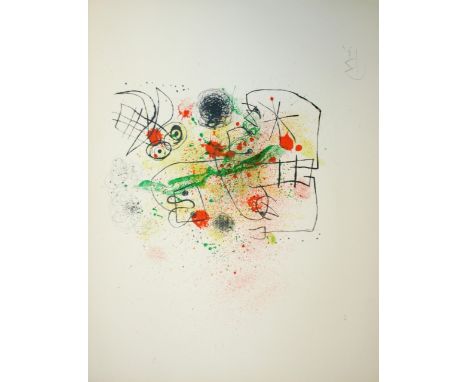 •JOAN MIRO (1893-1983) FEMME ET OISEAU DANS LA TOURMENTE Colour lithograph, 1967, signed and inscribed HC, published by Maegh