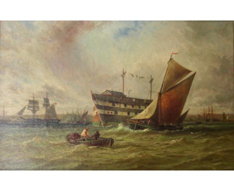 GEORGE GREGORY (1849-1938) VESSELS OFFSHORE Signed and dated 1898, oil on canvas 31.5 x 49cm. ++ Unlined; needs only a light 