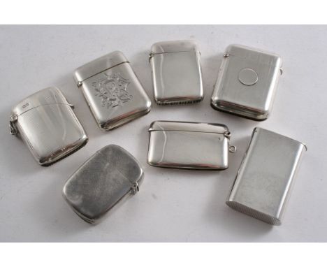 AN ENGINE-TURNED VESTA CASE of rounded oblong form by S. Mordan & Co., Chester 1913, another with large monogram by the same 