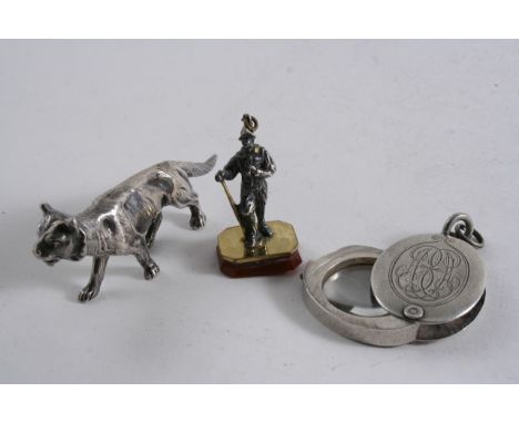 A MIXED LOT: A Victorian pocket loop with swing-out lens & engraved cypher, by Alfred Fuller, London 1885, a Continental mini
