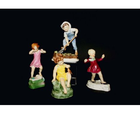 ROYAL WORCESTER FIGURES 4 figures, 3524 Saturday's Child, 3523 Friday's Child, 3259 Wednesday's Child, and 3452 January. All 