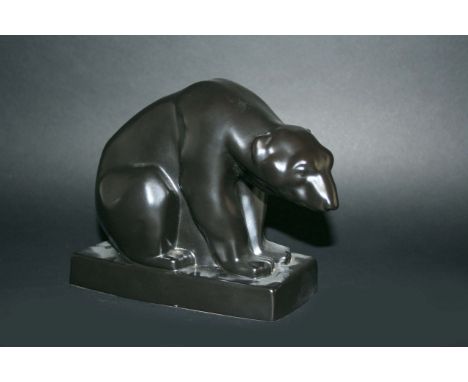 WEDGWOOD POLAR BEAR - JOHN SKEAPING a model of a Polar Bear in black basalt, designed by John Skeaping. Marked, Wedgwood of E