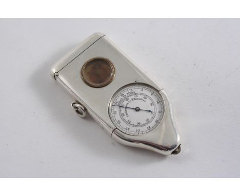 AN EDWARDIAN COMBINED VESTA CASE & MAP MEASURING INSTRUMENT inset with a small compass, the reverse inscribed "he hath smote 