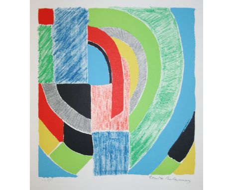 •SONIA DELAUNAY (1885-1979) LAMELLES TOTEM Colour lithograph, signed, inscribed H.C.. and numbered 8/25 in pencil, proof, unf